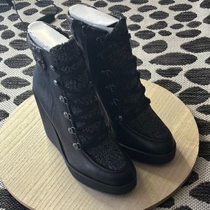 Black Wedge Bootie